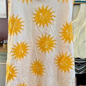 Zara White Tank Top with Yellow Sun Design